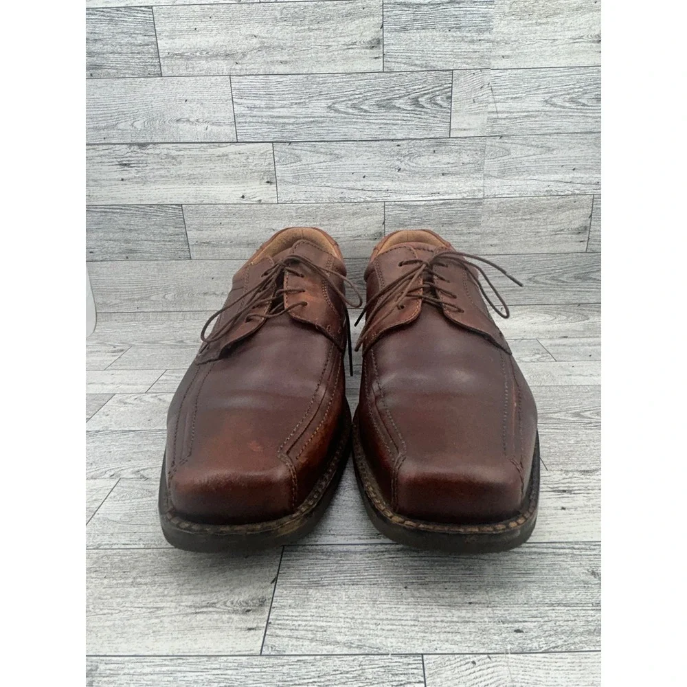 ECCO Mens Leather Dress Shoes Lace Up Brown Square Toe Size EU‎ 47 US 13.5